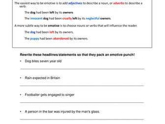 Emotive Language Newspapers Lesson
