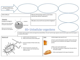 Exploring Science 8D- Unicellular organisms revision poster