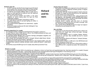 A Level Angevin Kings - Richard I and his actions outside England