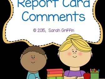 K-1 Report Card Comments
