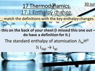 17.1 and 17.2 AQA new specification Enthalpy and Born-Haber cycle