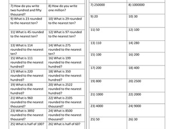 Paired questions - Number skills