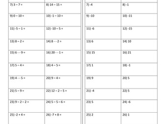 Paired questions - Negative numbers