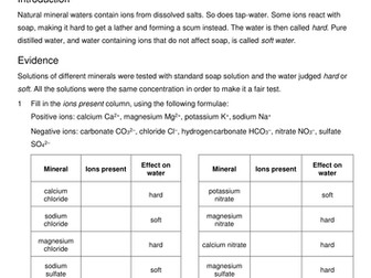 GCSE Chemistry C3 Series of lessons for water topic