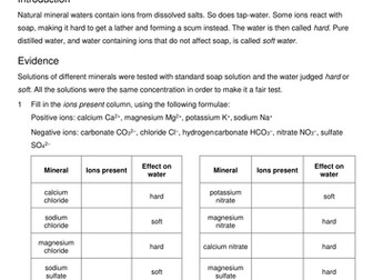 GCSE Chemistry C3 Series of lessons for water topic