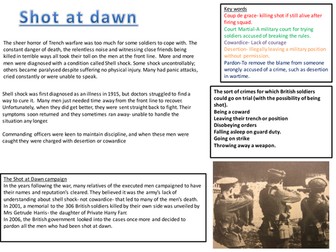 World War I- Shot at Dawn learning mat