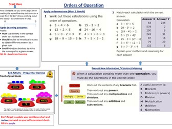 TEEP Lesson BIDMAS / Orders of Operation
