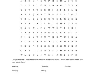 French Taster lesson:  Days of the week and greetings.  Including SONG