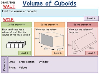 KS2-KS3 Maths: Volume of Cuboids [Level 5/6]