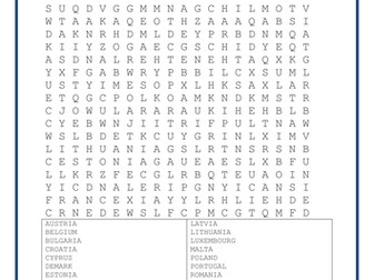 Countries of the European Union Wordsearch