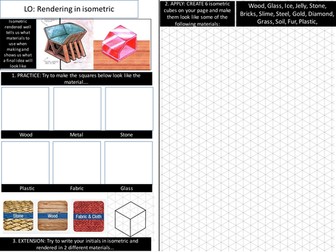 Design Technology Cover Sheet - rendering isometric cubes