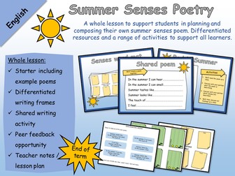 English - Poetry - Summer Senses Poem