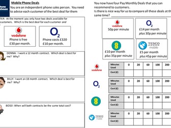 Mobile Phone Costs - reading and drawing graphs