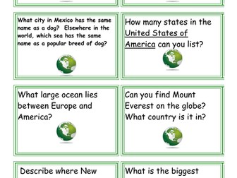 Geography Task cards - EDITABLE