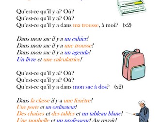 Ma Trousse - pencil case powerpoint and SONG KS2/KS3