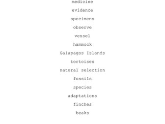 Yr5/6 Diary Writing-Charles Darwin- Science link-model/plan/photos/word banks- Evolution Inheritance