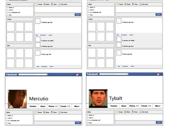 Romeo and Juliet Character Facebook Profiles - Romeo, Tybalt, Benvolio, Mercutio