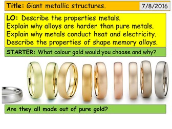 Giant metallic structures (alloys, shape memory) KS4 (for New AQA C2.2.4)