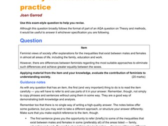 A-level Sociology – Feminism exam question and guidance notes