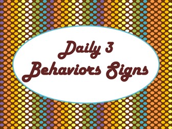 Daily 3 MATH Behaviors Anchor Charts/Posters (Chocolate Rave Theme)