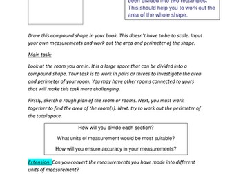 Perimeter and area investigation