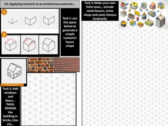 Design Technology Cover Sheet - isometric drawing of simple products (building)