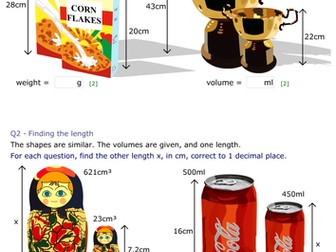 Similar Shapes - Enlargements - Area and Volume