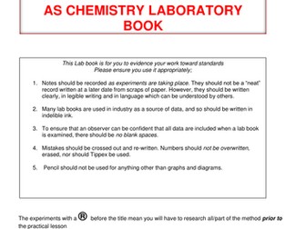 AS Chemistry Student Lab book for AQA