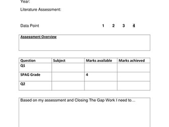 English Literature New Specification Student friendly assessment coversheet