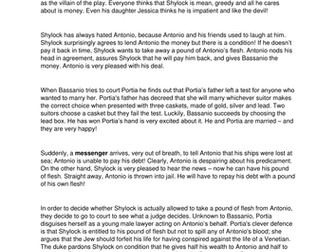 Year 7/8 Merchant of Venice (Intro to Shakespeare)
