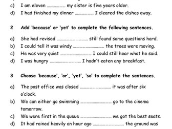 Using conjunctions but, or, yet, so, because.