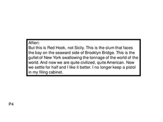 A View from the Bridge - Analysis: Quotation and Question exercise