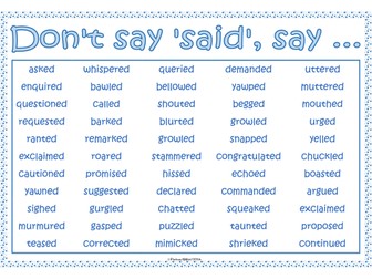 Table mat: words instead of said