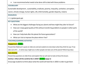 Global Goals lesson 1 & Sustainability lesson 2