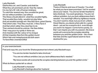 Macbeth - understanding character and language