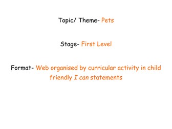 Pets Topic/ Theme Planner