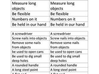 Tools Language Card Sort Activity for ESL Students
