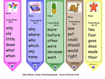 Tricky Word Book Marks (Comic Sans &amp; Sassoon Font)