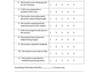 Student evaluation of teacher