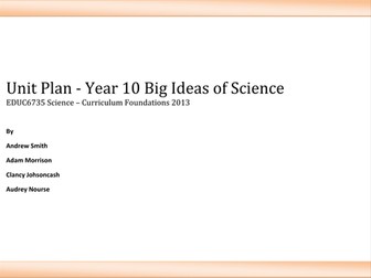 Big Ideas of Science - Unit plan