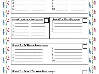 End Of Term Year Music Quiz 2016