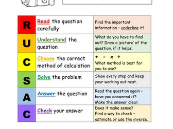 RUCSAC reminder sheet, for maths word problems