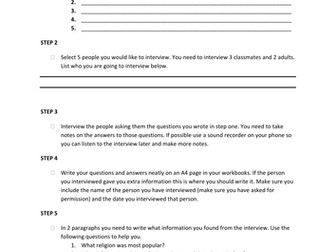 Interview Scaffold for Year 7