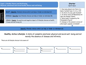 2016 GCSE PE EDEXCEL Lifestyle Choices