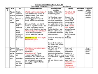 6 week space topic lesson plans