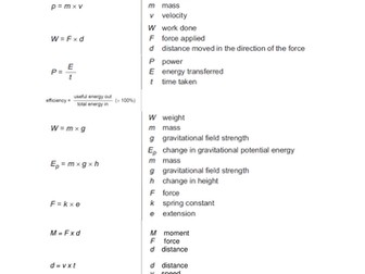 AQA Science GCSE New Specification Command Words and Physics Equations