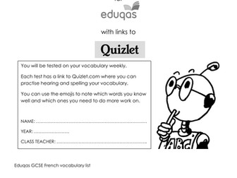 Vocabulary booklet for new Eduqas/WJEC GCSE French spec, with links to Quizlet.com