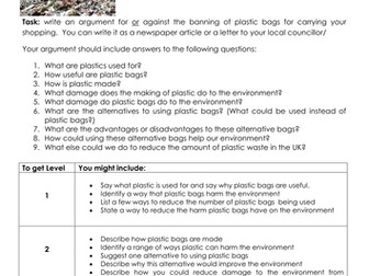 NEW KS3 Assessment Activity - Plastic bags (Environmental Chemistry)