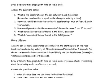 Velocity time graph worksheet and answers