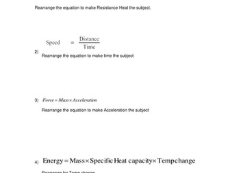 Rearranging equations practice worksheet
